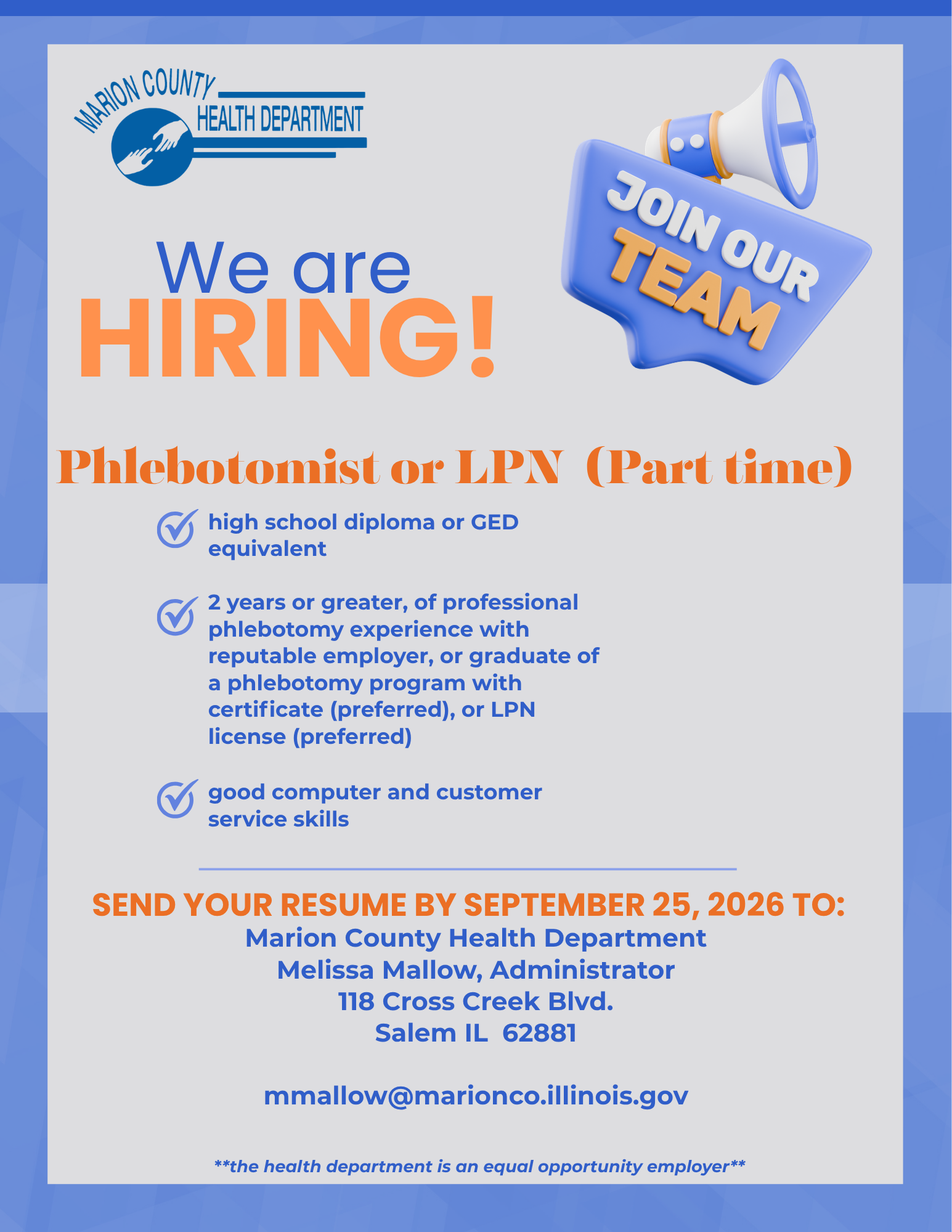 Phlebotomist Job Opening